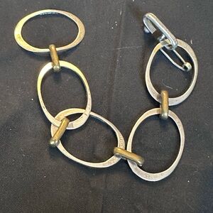Vintage Sterling Silver 925 Chunky Mixed-Metal Oval Link Bracelet - 20g